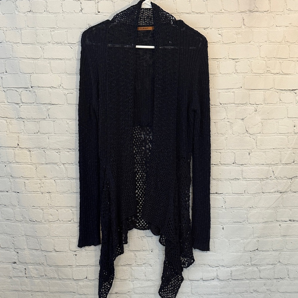 Belldini Navy Open-Front loose knit Women's Sweater